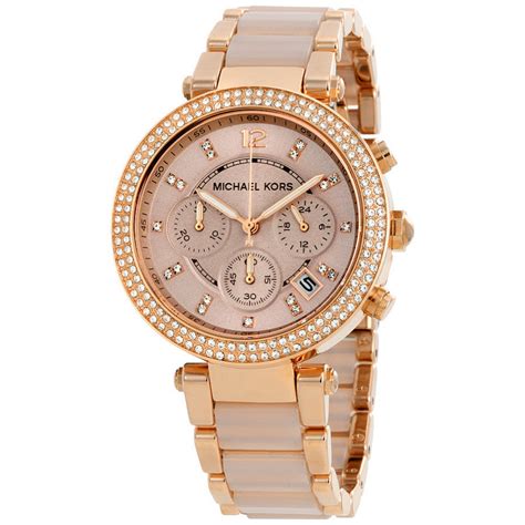 michael kors parker rose gold tone blush acetate watch mk5896|michael kors parker blush dial.